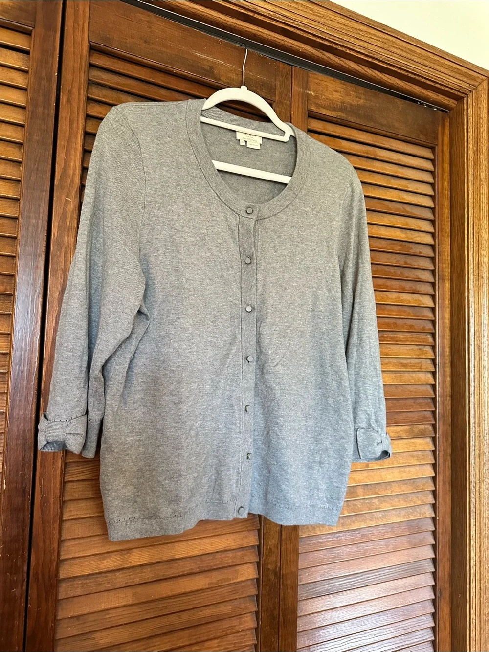 kate spade Somerset Bow Cuff Gray Button Classic Cardigan size XL